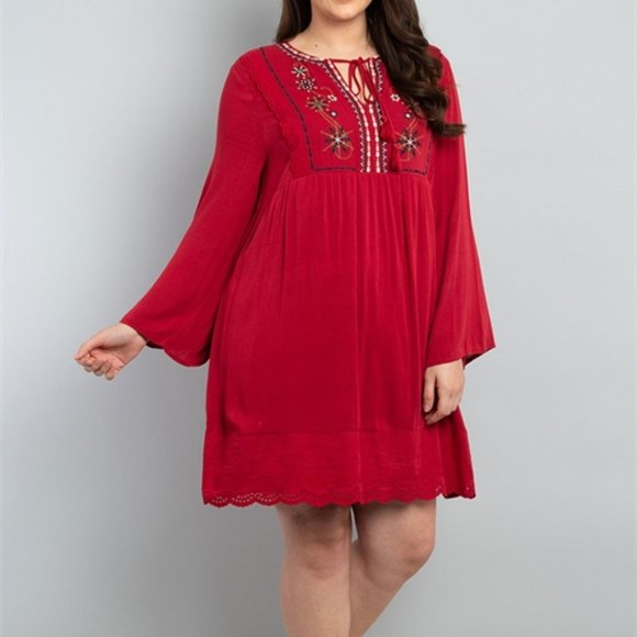 Red wine boho style dress - Picture 6 of 7